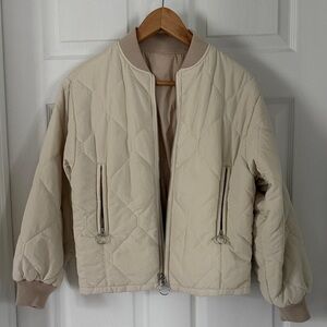AYR Cream Quilted Bomber Jacket